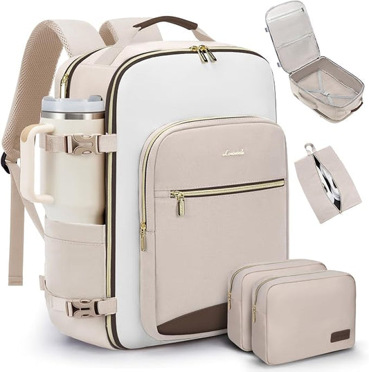 LOVEVOOK 50L Travel Backpack for Women & Men, Airline Approved Carry On Luggage with 3 Packing Cubes, TSA Overnight Bags, Waterproof Personal Item Bag, Weekender Essentials Backpacks fits 17" Laptop by LOVEVOOK