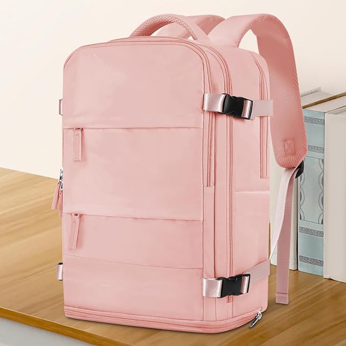 coowoz Large Travel Backpack For Women Men,Carry On Backpack,Hiking Backpack Waterproof Outdoor Sports Rucksack Casual Daypack Travel Essentials Pink - Image 2