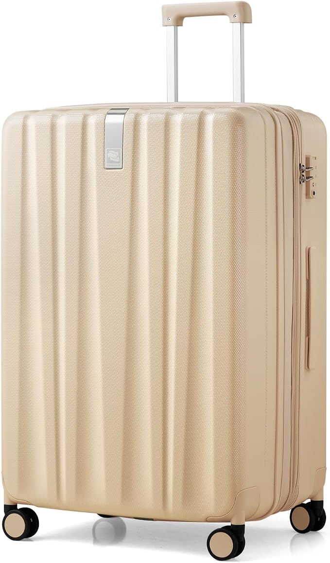 Hanke 29 Inch Expandable Checked Luggage Lightweight PC Hard Case Luggage Suitcases with Wheels Travel Luggage Rolling Large Suitcase Travel Luggage Bag for Study Abroad.(Cuba Sand Pink) by Hanke