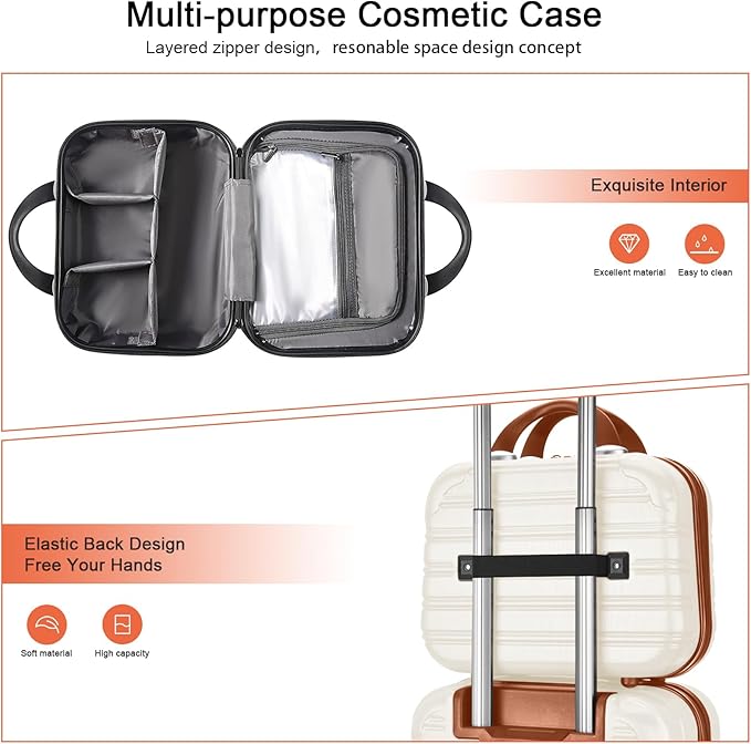 14 inch Hard Shell Makeup Train Case Portable PC ABS Mini Suitcase for Organizer Cosmetics Makeup Brushes Toiletry - Image 4