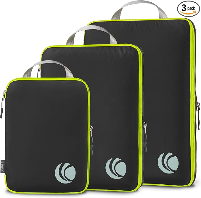 Cipway Compression Packing Cubes, Ultralight Luggage Organizer Bags, Travel Essentials for Carry on Suitcase (3 Piece,Black) by Cipway