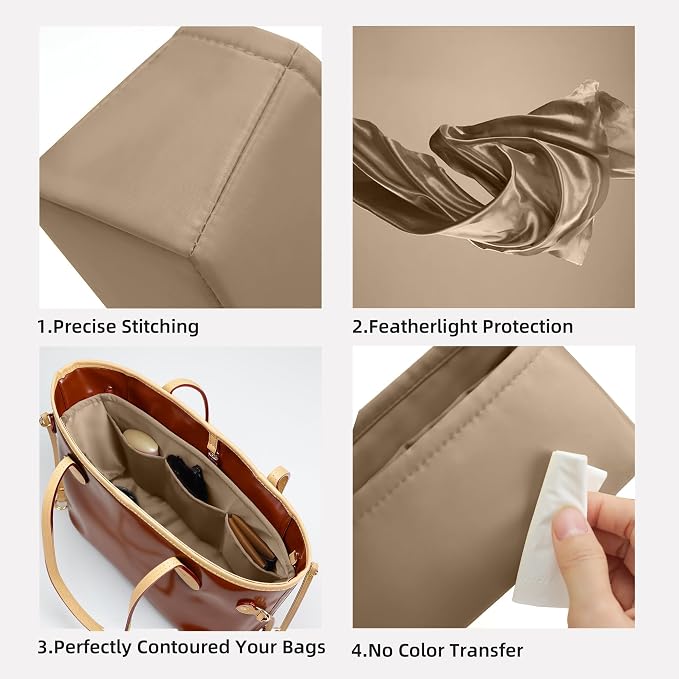 DGAZ Purse Organizer Insert Fits Neverfullbag Mini/PM/MM/GM，Silk Bag Organizer，Luxury Handbag & Tote Shaper(Chai,GM) - Image 3