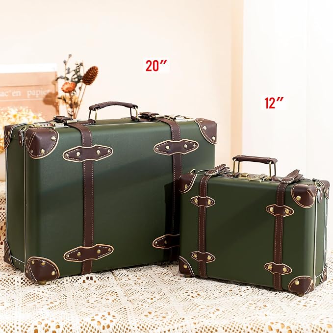urecity Vintage and Cute Carry-on Overnight Case Non-wheeled Mini Leather Trunk Suitcase with Shoulder Strap - Image 3
