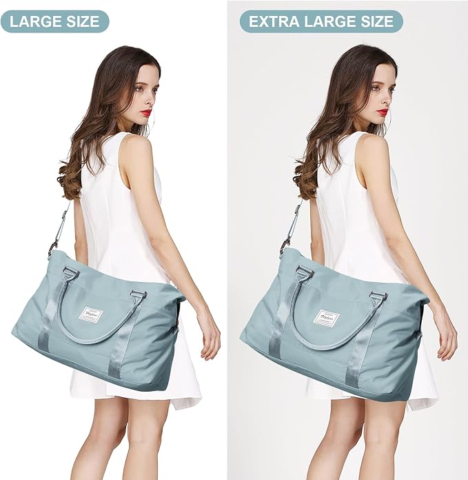 Travel Duffel with Toiletry Bag, Weekender Overnight Carry-on, Extra Large Light Blue - Image 7