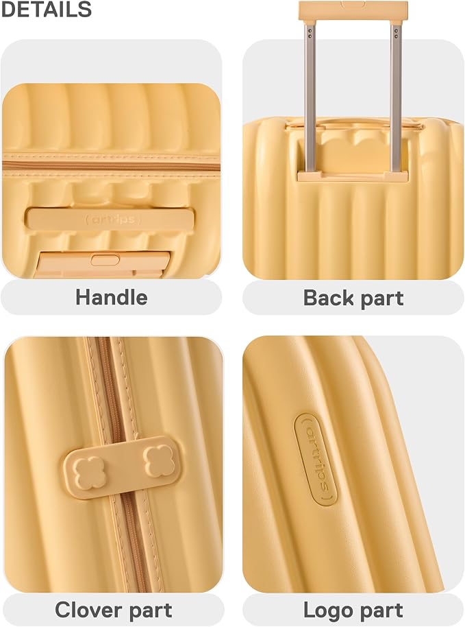 artrips Large Checked Luggage 28 Inch, Hard Shell Suitcase with Spinner Wheels, Large Travel Suitcase for Long Trips and Family Travel, Yellow - Image 8