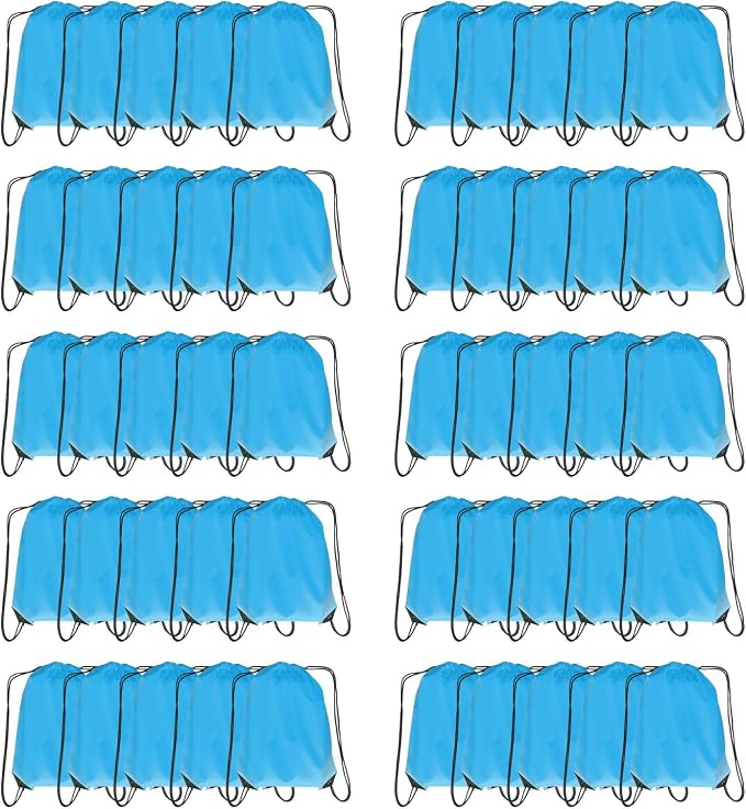 Drawstring Backpack Bulk 50 Packs Draw String Backpack Bags DIY Gym Sports Traveling Trip ride Pedestrianism Yoga Cinch Bag Sackpack Drawstring (sky blue) by Unknown