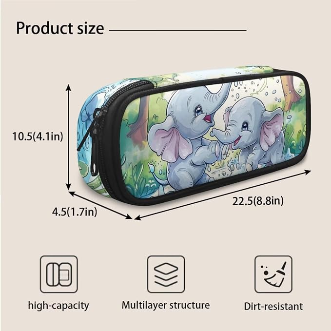 Elephant School Backpack for Teen Girls 10-12 with Lunch Box Cute Backpacks for Middle School Kids with Lunch Bag and Pencil Case 17 Inch School Bag Lunchbox Set - Image 6