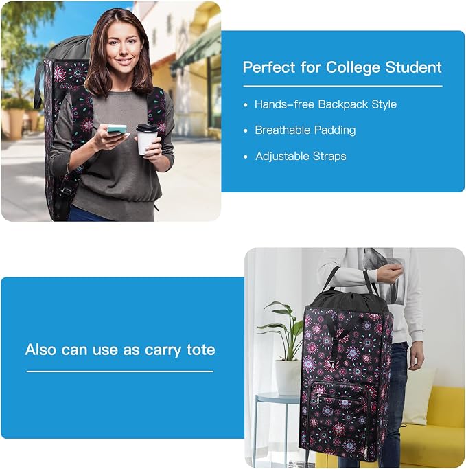 Bukere Laundry Backpack Bag for College Students Dorm Room Essentials, Extra Large Laundry Basket Hamper, Portable Freestanding Laundry Bag with Adjustable Shoulder Straps for Women Man Cruise - Image 3