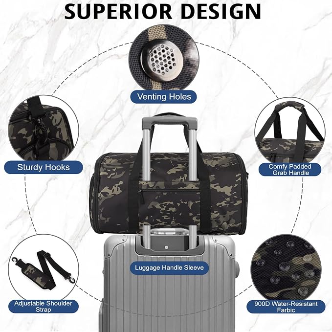 ATRIPACK Duffle Bag for Men,Tactical Duffle Bags for Travel,55L Large Capacity Convertible Garment Bag With Shoes Compartment, Multi-functional Gym Bags Suit Bag for Traveling Workout Business Trip - Image 6