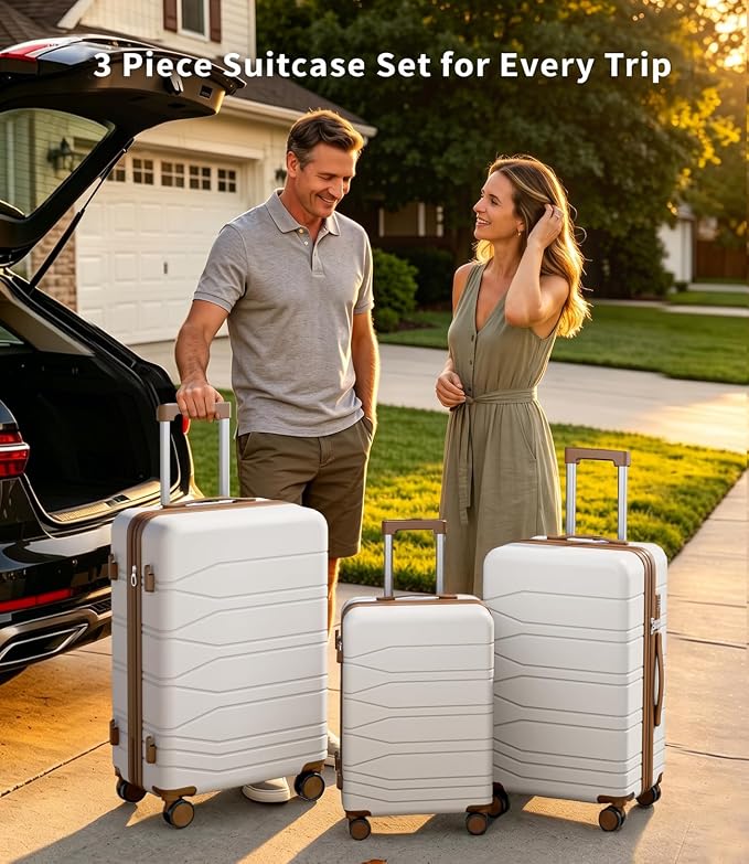 3 Piece Luggage Set, 20/24/28 Inch Expandable Luggage Sets with Spinner Wheels, ABS+PC Hardshell Suitcases, Suitcase Set with Double-Layer Explosion Zipper, TSA Lock - Image 2