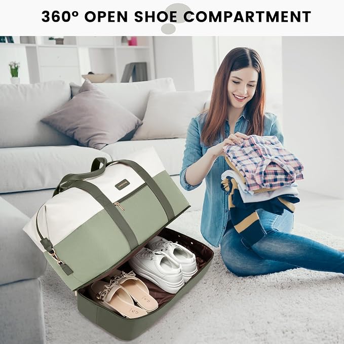 LOVEVOOK Weekender Bag for Women, Large Duffle Bag for Travel with 2 Packing Cubes, Carry on Overnight Bag with Shoe Compartment, Mom Hospital Bags for Labor and Delivery - Image 4