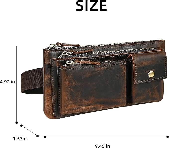 Genuine Leather Hiking Riding Travel Fanny Waist Pack Small Phone Pouch For Men Women FB811-29 (100% Leather-Brown) - Image 8