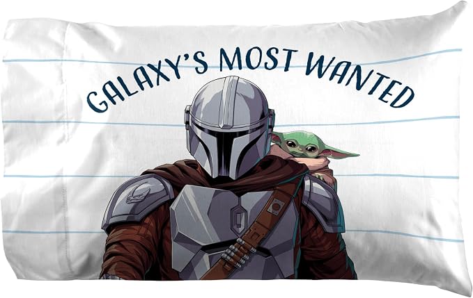 Jay Franco Kids Sheet Set with Fitted, Flat Sheets & Pillow Cover - Ultra-Soft Bedding with Pillowcase for Room Decor, White - Star Wars Mandalorian, 3 Piece Twin - Image 4