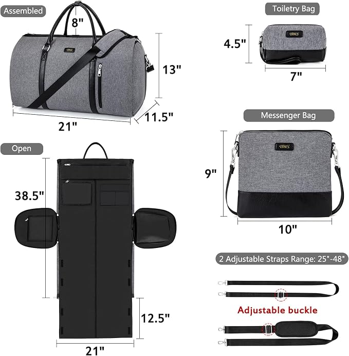 Convertible 2-in-1 Garment Bags for Travel, Carry On Garment Duffle Bag With Shoe Compartment Large Weekender Bag for Women Men Hanging Suitcase Suit Travel Duffel Overnight Bags 4pcs Set - Image 5