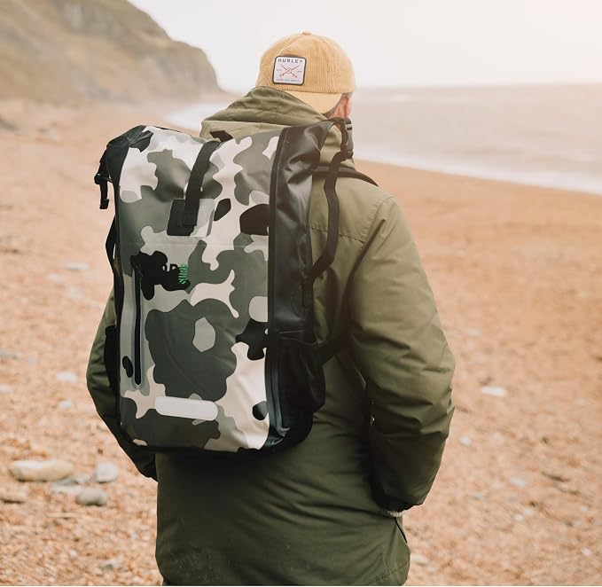 COR Surf Waterproof Backpack with Laptop Sleeve | Heavy Duty Hiking, Kayak Dry Bag Backpack | Roll-Top Closure (40L Camo) - Image 7