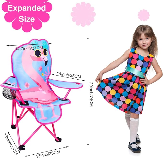 KABOER Kids Outdoor Folding Camping Chair with Cup Holder Carrying Bag | Portable Camping Chair for Beach Picnic Camping Travel Lawn Ages 3-10 - Image 2