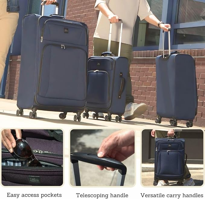 Skyway Epic Softside Carry-On Luggage - Lightweight Suitcase with Wheels for Travel | TSA Approved Carry-On Bag | Spinner Suitcase | Carry-On Luggage with Telescoping Handle, 20 inch, Plum - Image 5