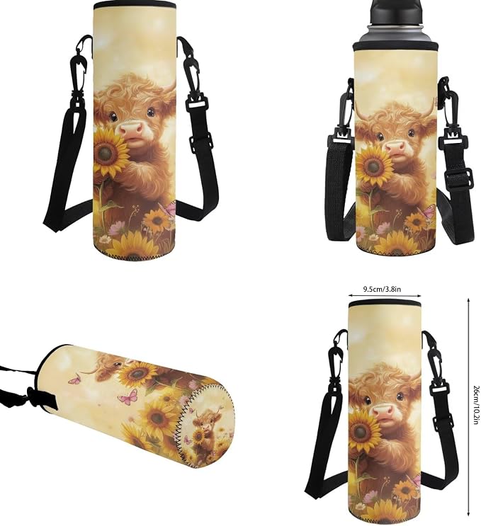Highland Cow School Bags for Girls 7-10 10-12 Beige Kids Backpack with Lunch Box Set of 4, Cute Elementary School Backpack for Girls Travel Hiking Gym Small Daypack Purse Adjustable Straps - Image 6