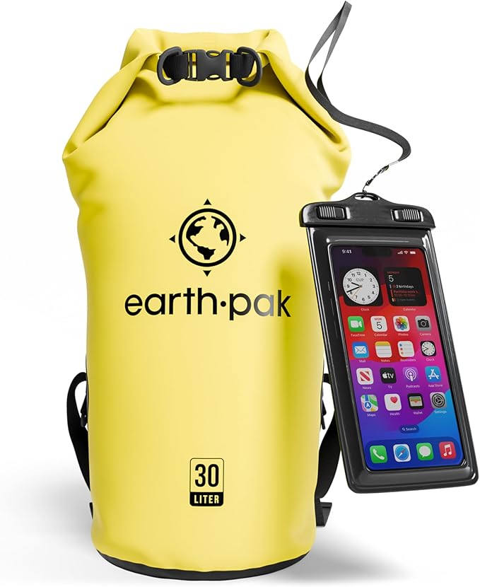 Earth Pak Waterproof Dry Bag - Roll Top Waterproof Backpack Sack Keeps Gear Dry for Kayak with Waterproof Phone Case by earthpak