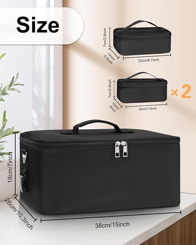 Relavel Makeup Bag Large Makeup Case Professional Cosmetic Storage Organizer Box Brush Holder with 3 Clear Set Bags for Makeup Artists with Shoulder Strap & Adjustable Dividers - Image 5