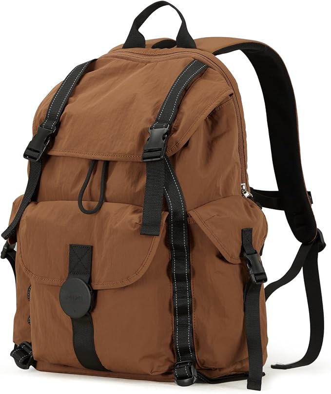 mixi Travel Backpack for Women Men, 18 Inch Carry On Laptop Backpack Flight Approved fits 16'' Laptop, Lightweight Waterproof Hiking Backpack Travel Outdoor Business Casual Daypack, Brown by MIXI