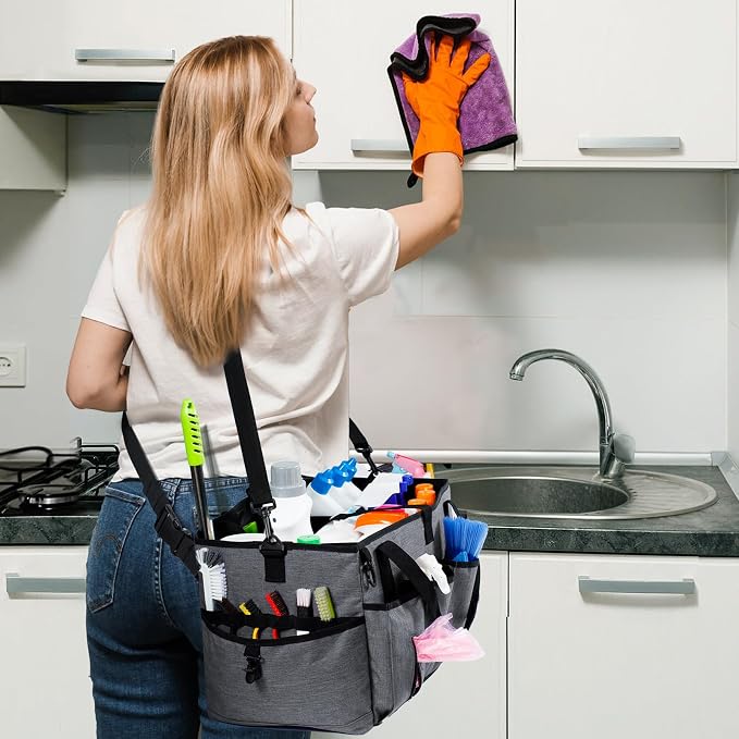 XL Professional Cleaning Caddy for Cleaning Suppliers, 17" Wearable Cleaing Bag for Housekeepers, Cleaning Organizer, Detailing Bag - Image 6