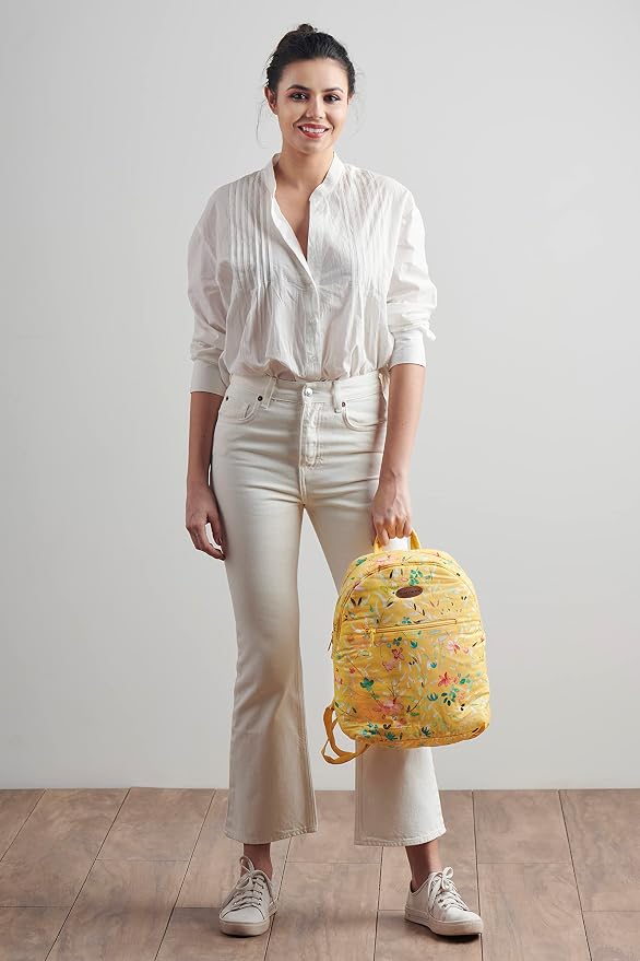 Maison d' Hermine Backpack for Women Men Cotton Shoulder Multipurpose Rucksack with Small Pouch Lightweight Multi Pocket Bag for Travel Work Beach Perfect for Spring Summer (Colmar - Yellow) - Image 7