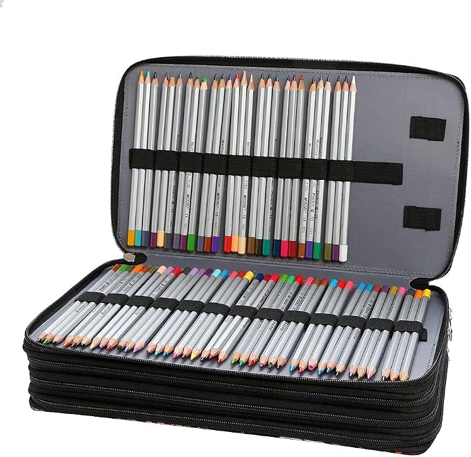 300 Slots Colored Pencil Case Organizer, 4 Layer Bag | Twill Oxford fabric,103 elastic loops,detachable handle,for travel,home storage,drawing tools,creative gifts - Image 3