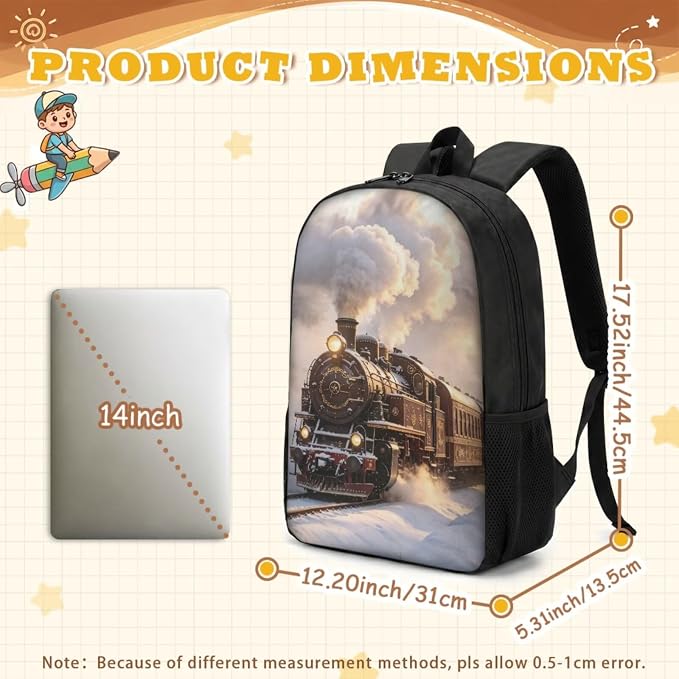 Steam Train Backpack with Lunch Box Kids Girls 6-8/8-10 Retro Bookbag for 2nd Grade Elementary School Back Pack and Lunchbox 4 in 1 Primary Schoolbag Set - Image 4