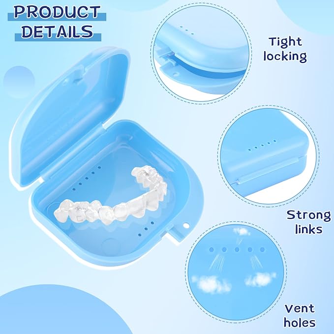 Nuenen 180 Pcs Retainer Case with Vent Holes Mouth Guard Container Case Dental Storage Container Multicolor Dental Retainer Box for Office Travel Household, 9 Colors (Fresh Color) - Image 3