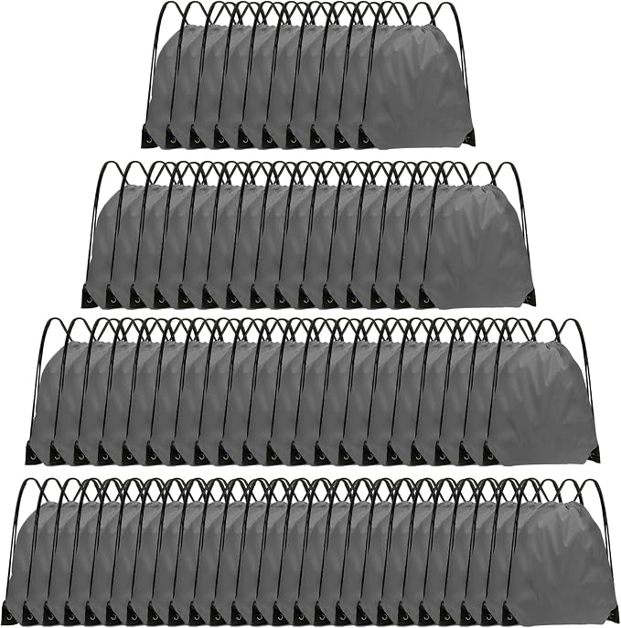 Grneric Drawstring Backpack Bulk 70Pcs String Backpack Drawstring Bags Cinch Bag Sackpack for Men Women Gym(Grey) by Grneric