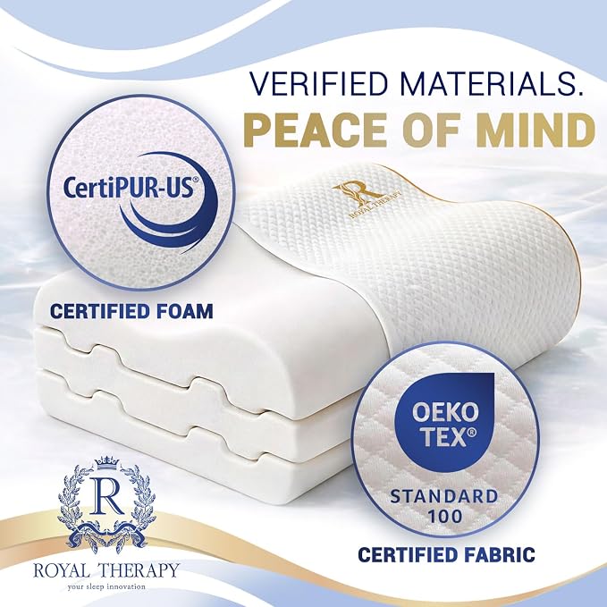 Royal Therapy King Memory Foam Pillow – Ergonomic Cervical Pillow for Neck and Shoulder Pain – Medium Firm Contour Pillow for Side, Back, and Stomach Sleepers – CertiPUR-US Certified - Image 5