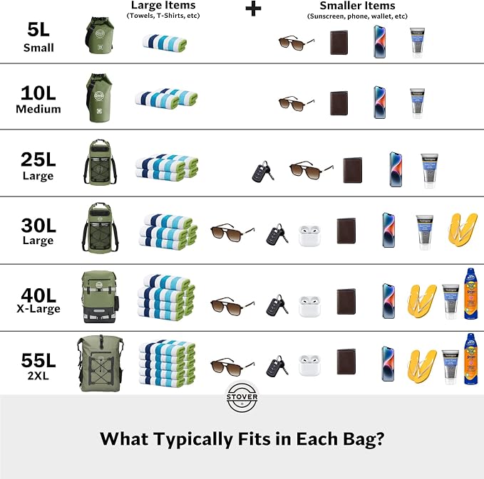 STOVER 30/40/55L Waterproof Dry Backpack & Phone Case- X-Large Floating Dry Bag for Kayaking, Travel, Hiking, Fishing, Camping, Motorcycles & Beach, Heavy-Duty Roll Top Men/Women (Grey) - Image 3