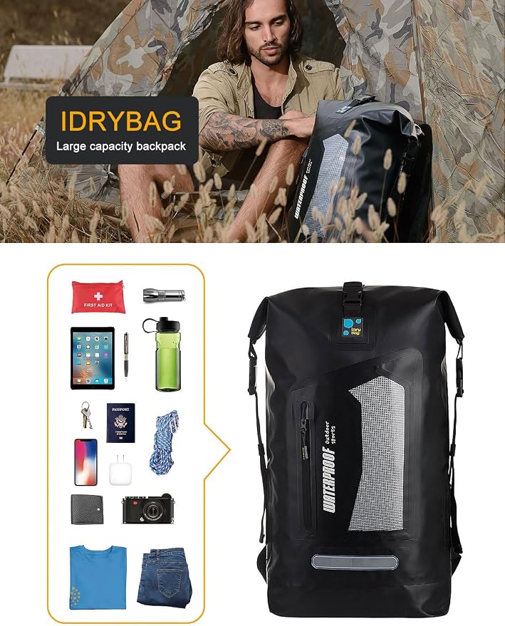 IDRYBAG Waterproof Backpack for Men 20L/30L/40L, Floating Dry Bag Kayak, Dry Backpack Hiking - Image 6
