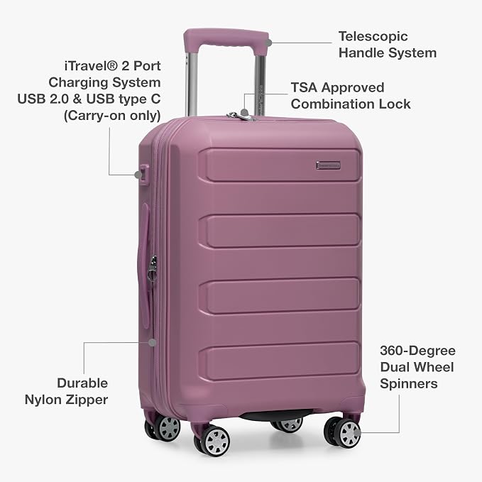 Traveler's Choice Pagosa Hardshell Expandable Luggage with Spinner Wheels, Mauve, 30-Inch Large - Image 6