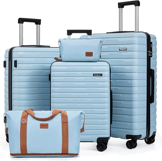 Cosbarn Luggage Sets 5 Piece Suitcases with Wheels, Suitcase Set ABS Hard Case Luggage with Spinner Wheels Durable Travel Luggage by Cosbarn