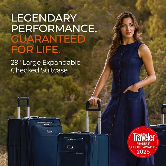 Briggs & Riley 29" Large Expandable Spinner - Checked Luggage for Travel, Suitcases with Wheels, Softside Rolling Bag for Men & Women, Self-Repairing Zipper - Baseline Collection, Plum - Image 2