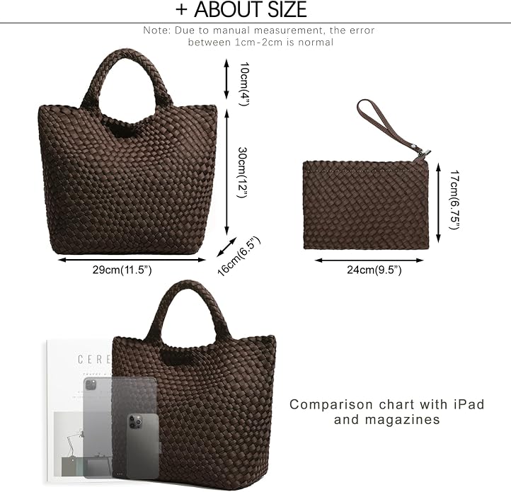 JINMANXUE Woven Hobo Bag For Women Neoprene Tote Bag Large Capacity Handbag Patchwork Handmade Casual Shoulder Bags - Image 4