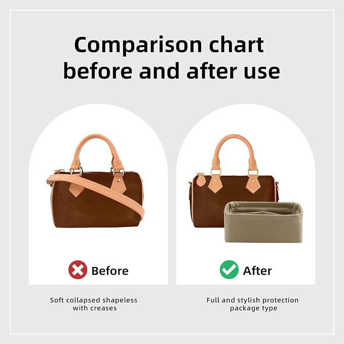 DGAZ Silk Purse Organizer Insert Fits LV Speedy 16/20/25/30/35/45 bags，Silky Smooth Bag Organizer，Luxury Handbag & Tote Shaper（Etoupe grey，SP16） - Image 4