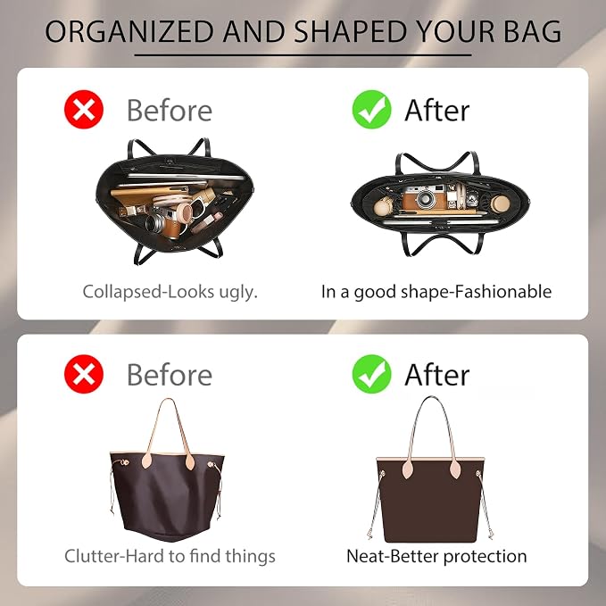 Doxo Purse Organizer Insert for LV Neverfull MM, Premium Nylon Bag Organizer with YKK Zipper & Laptop Sleeve & Bottle Holder, Multi Compartments Lightweight Waterproof Handbag Interior Divider, Black - Image 7