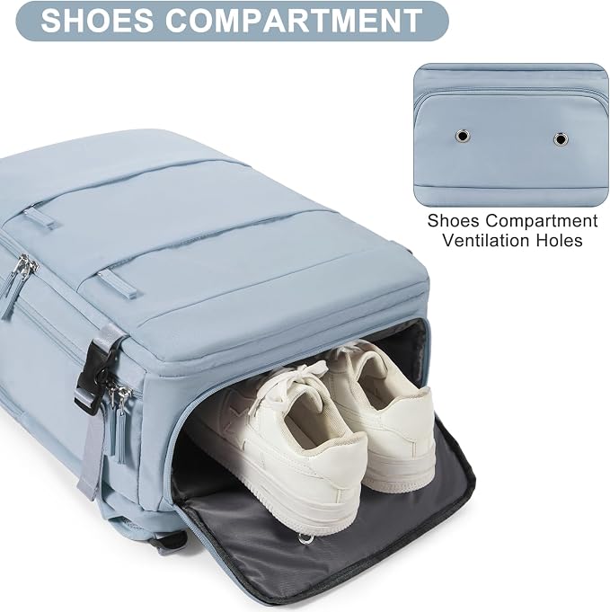 Large Travel Backpack Carry on Flight Approved Mochila De Viaje Carry on Backpack for Airplanes Spirit Airlines Personal Item Bag 18x14x8 Inches Travel Bag Traveling Backpack for Women Men Grey Blue - Image 6