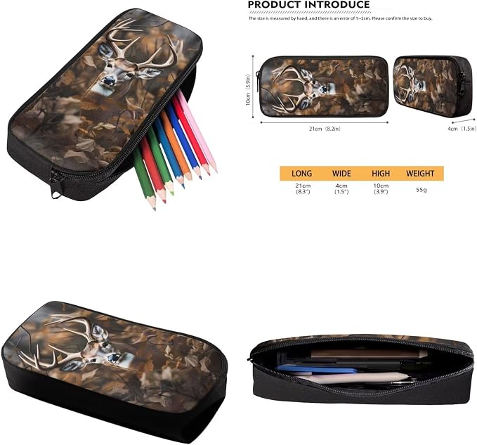 Deer Camo Backpack for Boys Kids Backpack with Lunch Box Water Bottle Bag and Soft Pencil Case 4PCS Set Bookbag with Compartments for School Teens 17 inch Sturdy School Bag with Side Pocket - Image 6