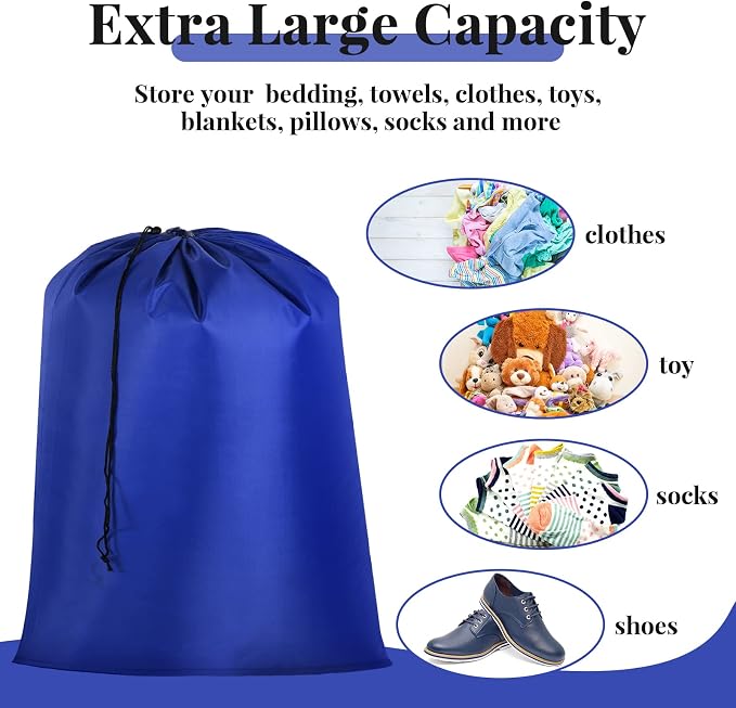 Woanger 12 Pack 28 x 45 Inch Extra Large Laundry Bags Bulk, Blue | Washable Travel Laundry Bag with Drawstring Closure Large Dirty Clothes Organizer for College Dorm Home Hotel Camping - Image 4