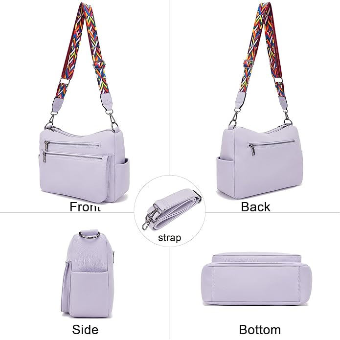 YZAOLL Large Crossbody Shoulder Bag for Women Vegan Leather Tote with Adjustable Wide Strap Work Purse with 10 Pockets