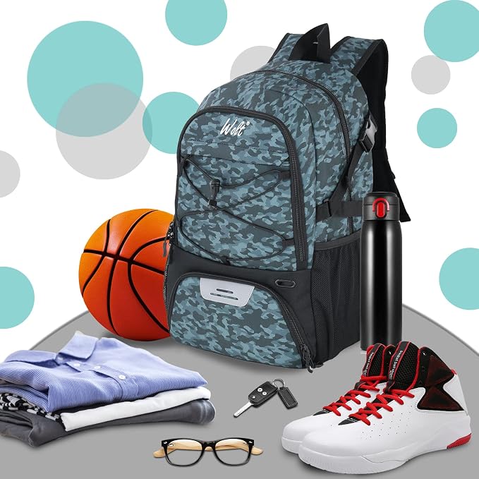 WOLT Basketball Backpack Large Sports Bag with Separate Ball Holder & Shoes Compartment, Best for Basketball, Soccer,Gym - Image 5
