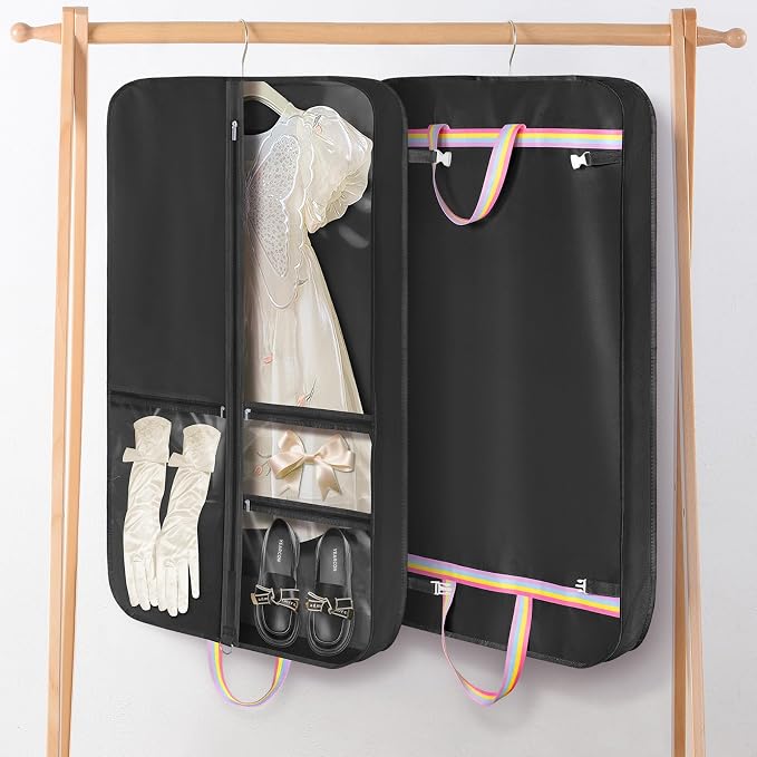 LOVEGRASS Kids Garment Bags for Dance Costumes, 40" Dance Costume Garment Bag for Dance Competition with Multi Pockets and Rainbow Handles Perfect for Dance Recitals and Practice, Black(2 pack) - Image 5