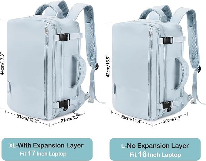 Beraliy Travel Backpack for Women Men, Carry On Backpack, 16 inch Laptop Backpack, Waterproof Casual College Daypack for Weekender Overnight Hiking, Light Blue - Image 8