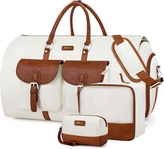 Garment Duffle Bag for Travel - Convertible Carry on Garment Duffel Travel Bag for Women Men Large Weekender Bag with Shoes Pouch 2 in 1 Hanging Suit Travel Duffel Bag 3pcs Set by ITIEZY