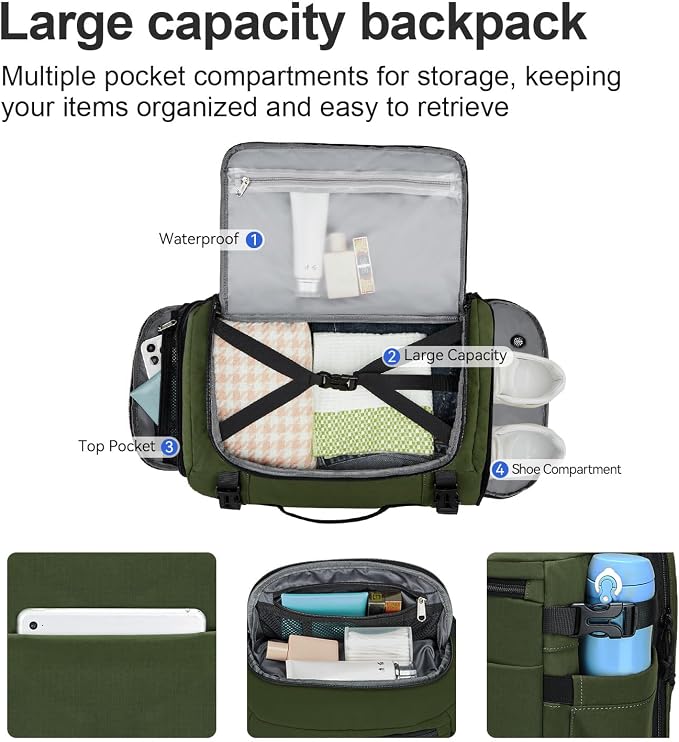 Carry On Travel Backpack Flight Approved Laptop Backpack for Women Men | Personal Item Travel Bag, Casual Weekender Daypack with Wet Pocket for Business, Hiking - Image 3