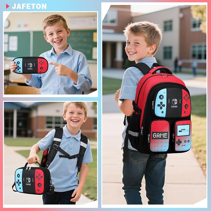 Gamer Backpack for Boys , 3PCS Boys Backpack with Lunch Box & Pencil Pouch, Waterproof School Bags for Boy Kids Children Teens, Elementary Middle School, Kids Book Bag Casual Daypack (Neon Green) - Image 8